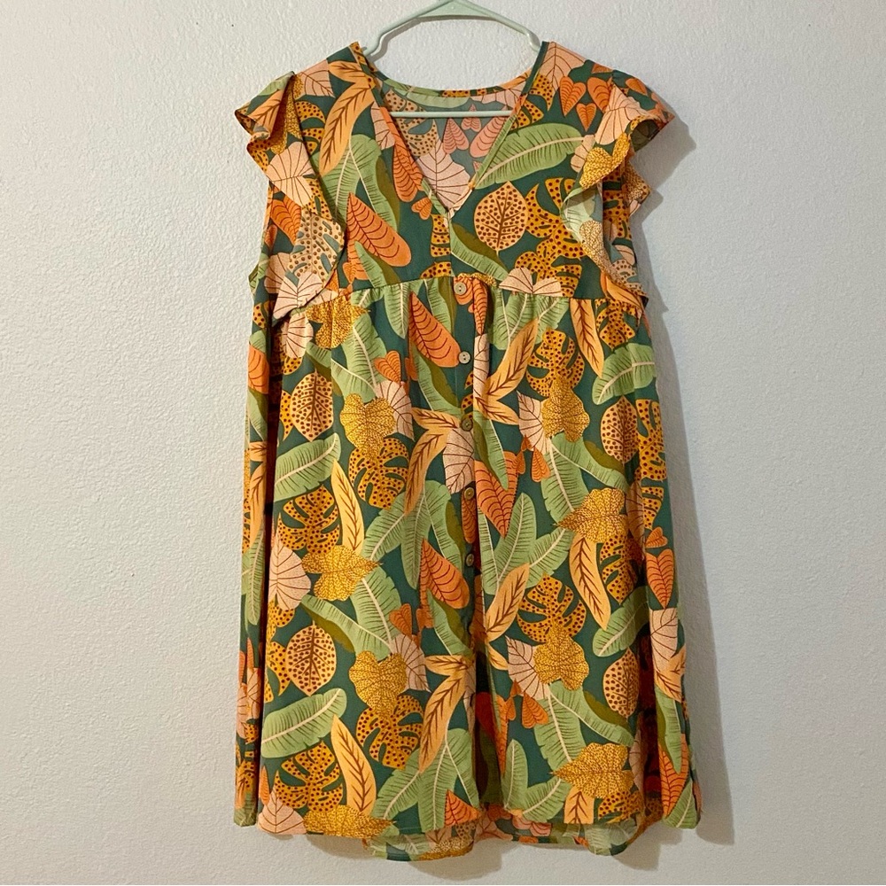 SHEIN Orange Ruffled Tiered Sundress